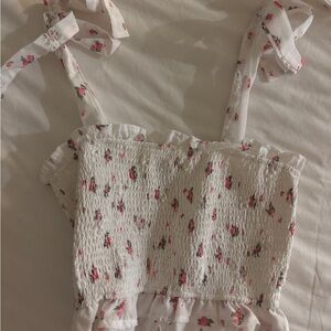 Floral Smocked Top with Ruffle Straps